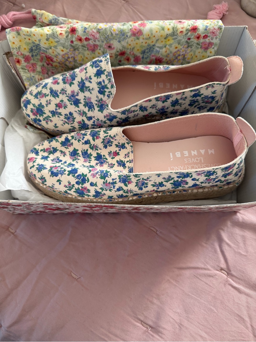 Love Shack FancyxManebi Collab Cream Floral Slip-On Espadrilles